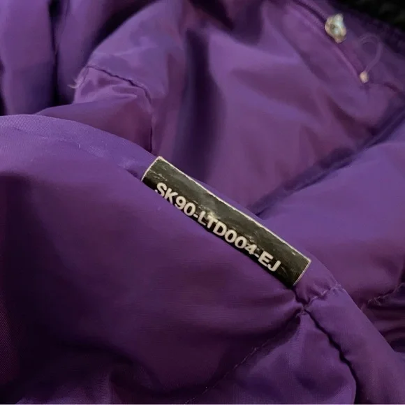 VINTAGE 80s 90s Edelweiss Skiwear Puffer Ski Jacket Snow Parka Black Pink Purple